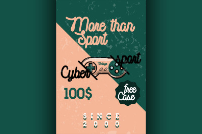 Color vintage cyber sport banner