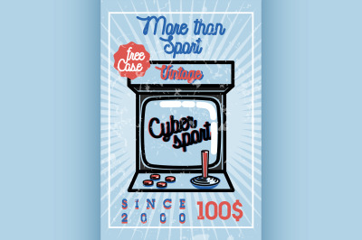 Color vintage cyber sport banner