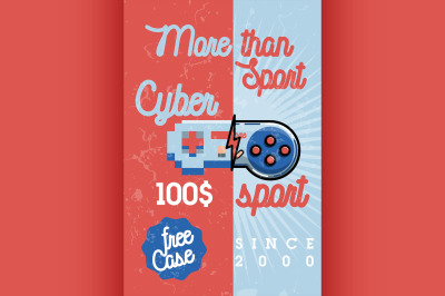 Color vintage cyber sport banner