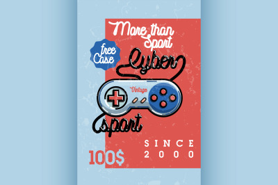 Color vintage cyber sport banner