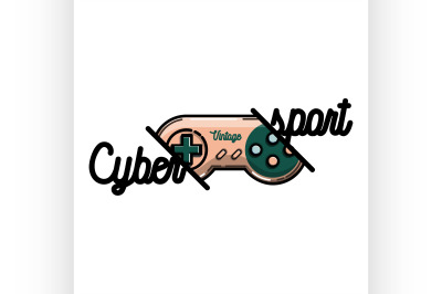 Color vintage cyber sport banner