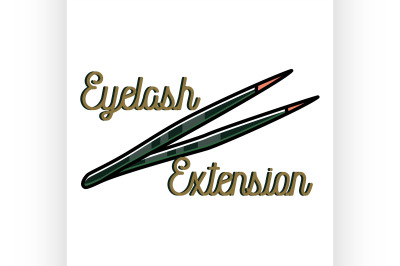Color vintage eyelash extension emblem
