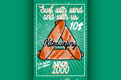 Color vintage kitesurfing banner