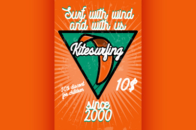 Color vintage kitesurfing banner