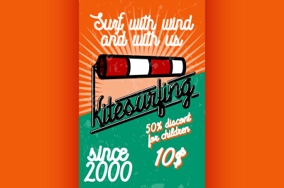 Color vintage kitesurfing banner