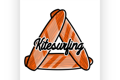 Color vintage kitesurfing emblem