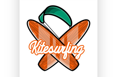 Color vintage kitesurfing emblem