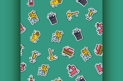 Cleaning icons set pattern