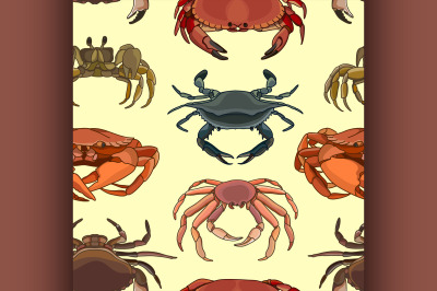 Pattern of vector crab icons