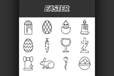 Easter icons set over white.