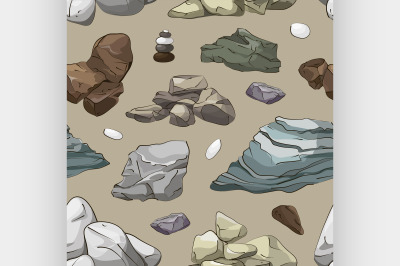 Rocks and stones elements pattern