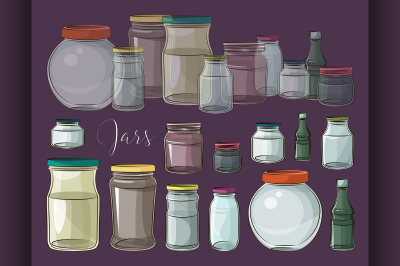 Set of empty jars