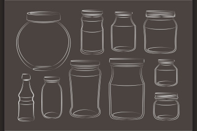 Set of empty jars