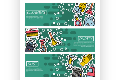 Set of Horizontal Banners about cleaning