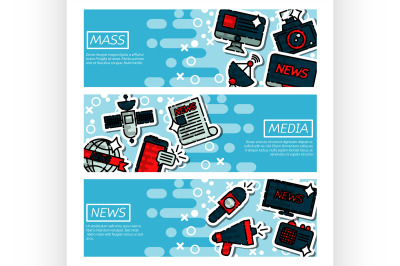 Set of Horizontal Banners about mass media