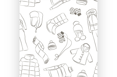 Set of warm winter clothes design pattern