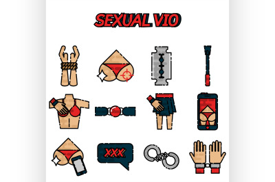 Sexual vio flat icons set