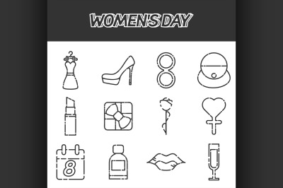 Womens day icons set