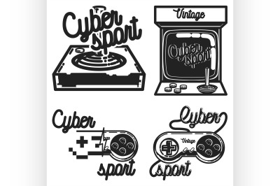 Color vintage cyber sport emblems