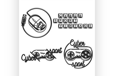 Color vintage cyber sport emblems