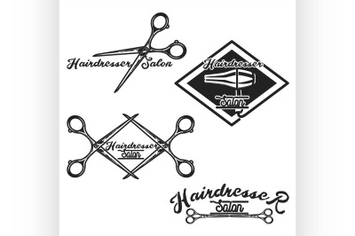 Color vintage hairdresser salon emblems