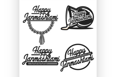 Vintage janmashtami emblems