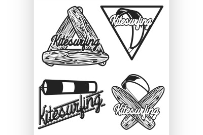 Color vintage kitesurfing emblems