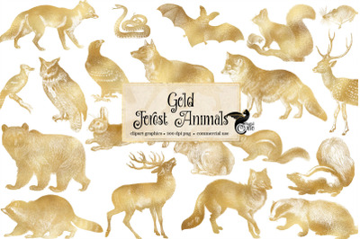 Gold Forest Animals Clipart