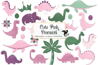 Cute Pink Dinosaurs Clipart