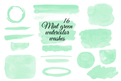 Mint green watercolor washes Watercolor stains clipart