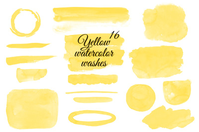 Yellow watercolor washes clipart Stains and brush strokes decor