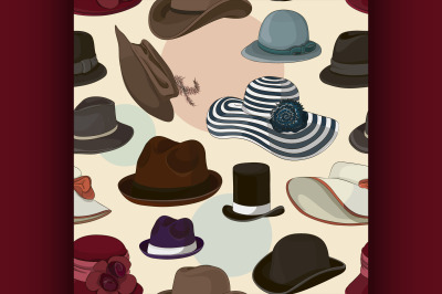 Vector set of man and woman hats pattern