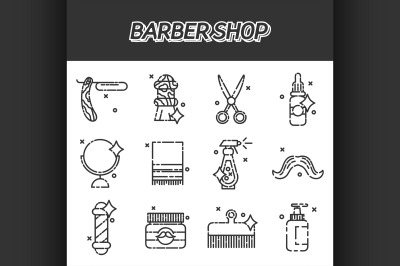 Barber shop flat icons set