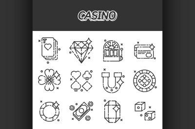 Casino flat icons set