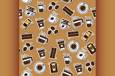 Coffee icons pattern