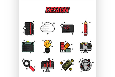 Design flat icons set