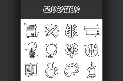 Education flat icons set