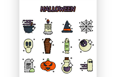 Halloween flat icons set