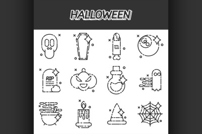 Halloween flat icons set