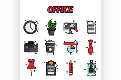 Office flat icons set