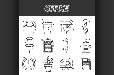 Office flat icons set