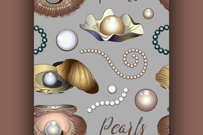 Pearls vector set pattern