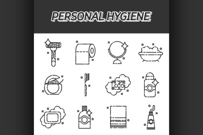 Personal hygiene flat icons set