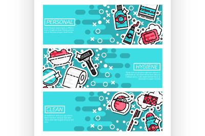 Set of Horizontal Banners about personal hygiene