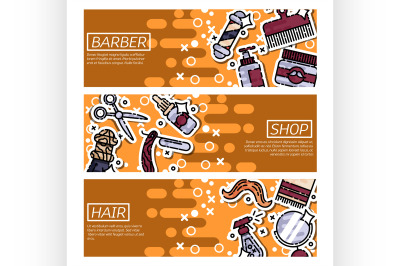 Set of Horizontal Banners about barber shop