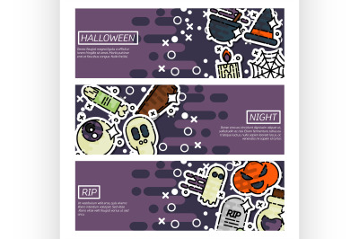 Set of Horizontal Banners about halloween