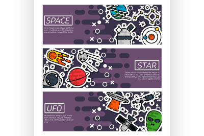 Set of Horizontal Banners about space