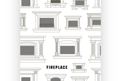 Set of vector fireplace icons design pattern