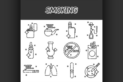 Smoking flat icons set