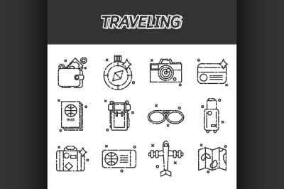 Travel Icons Set flat design